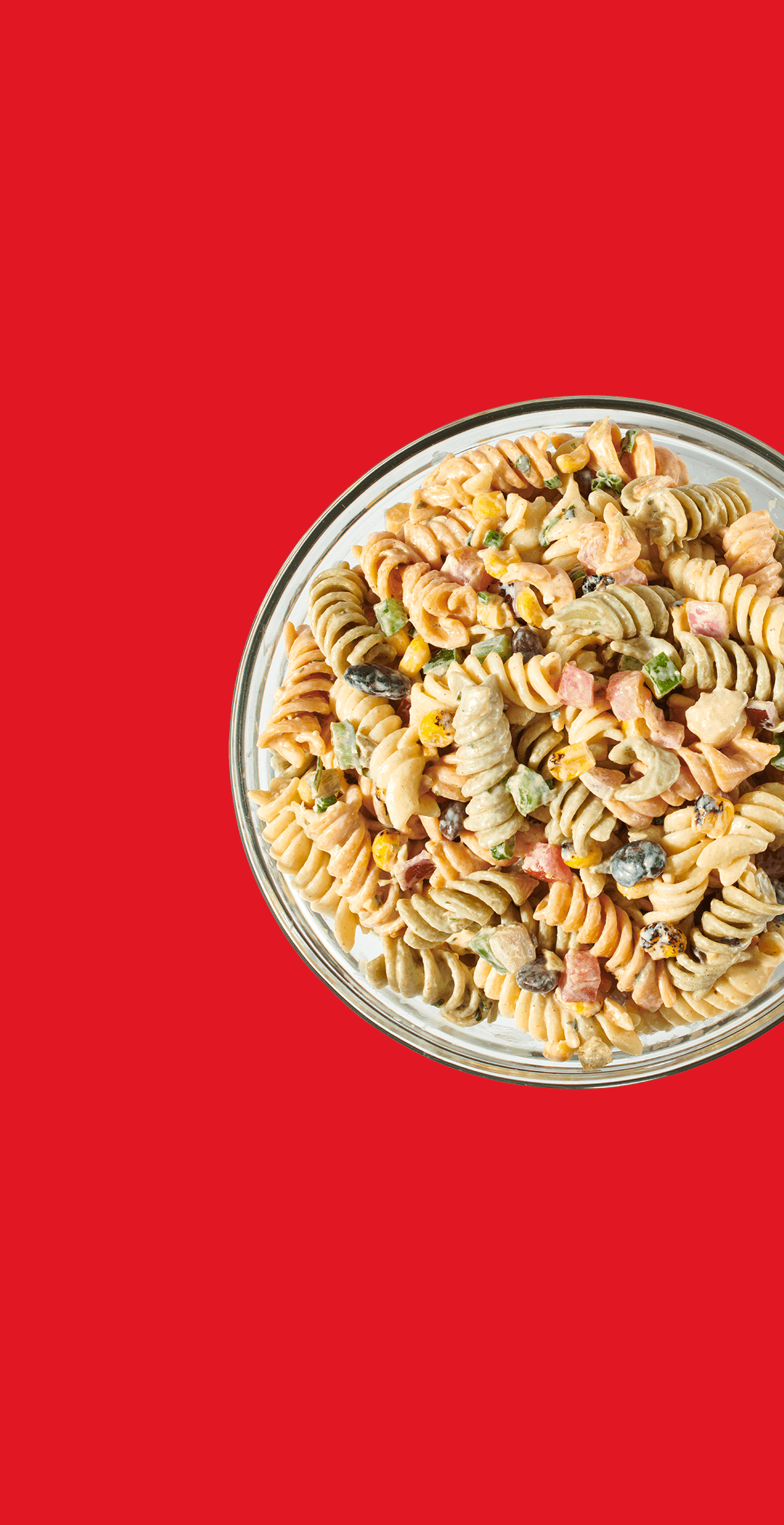 Bowl of pasta salad with vegetables