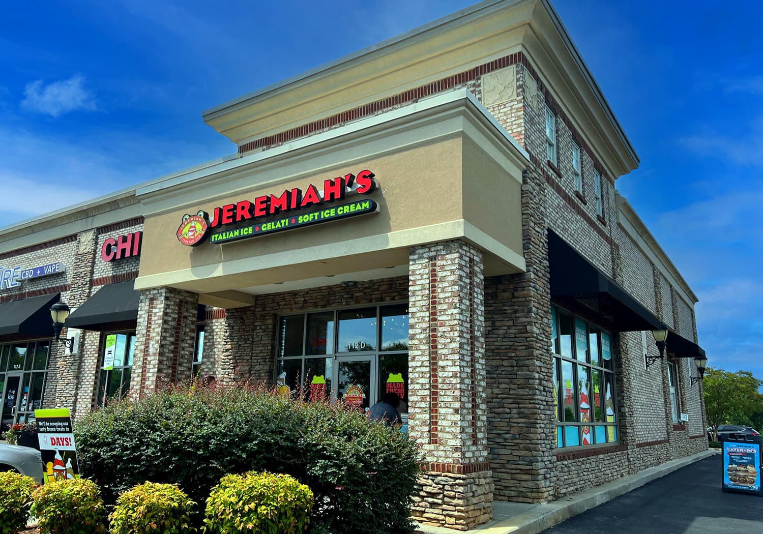 Storefront exterior with Jeremiah's signage