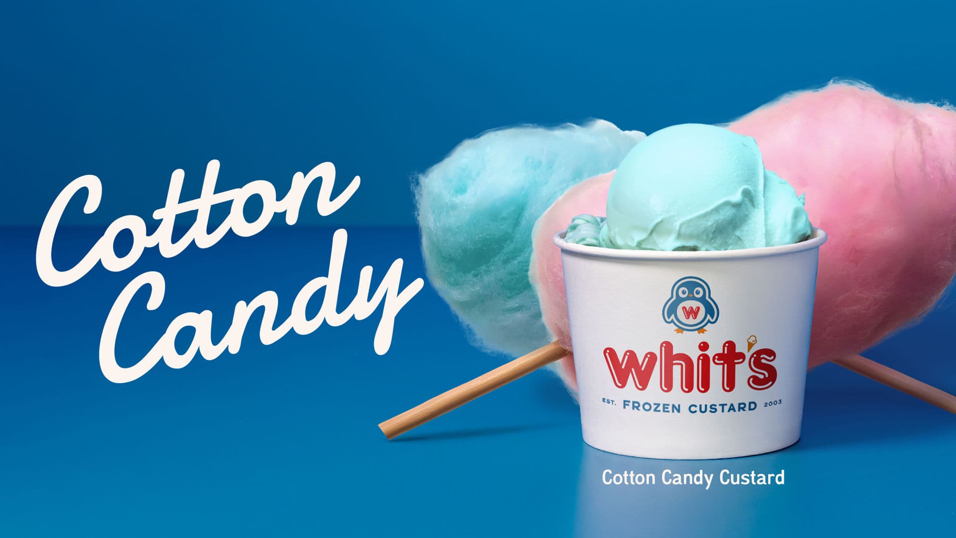 Cup of cotton candy flavored frozen custard