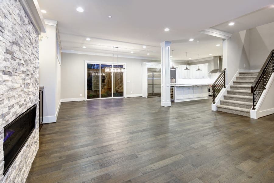 Finished hardwood flooring installation in home