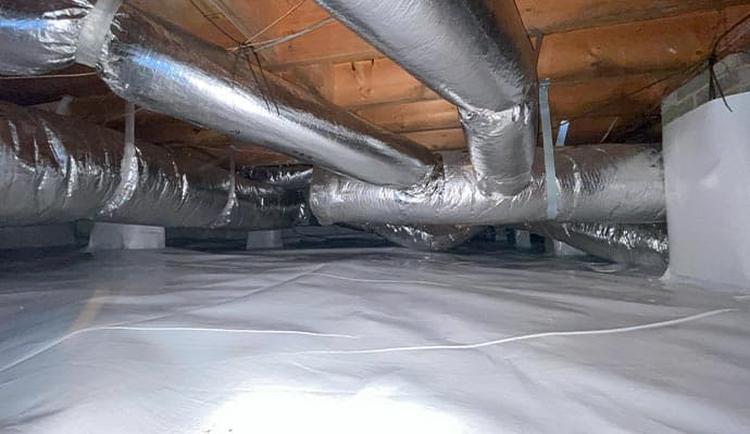 Crawl space insulation and ductwork installation