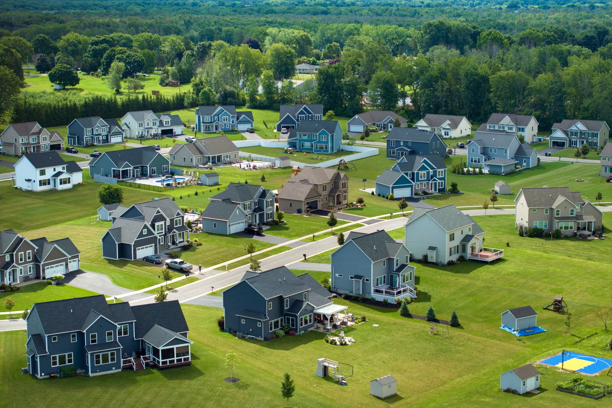 Residential neighborhood with new construction homes