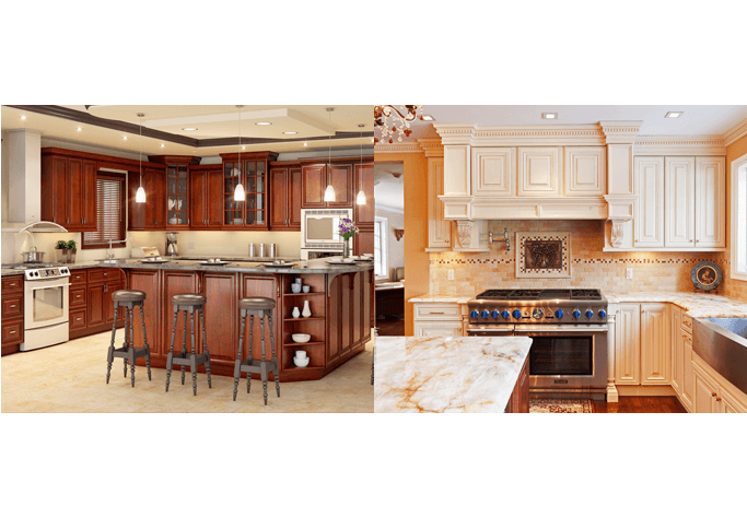 Kitchen cabinet installations and designs