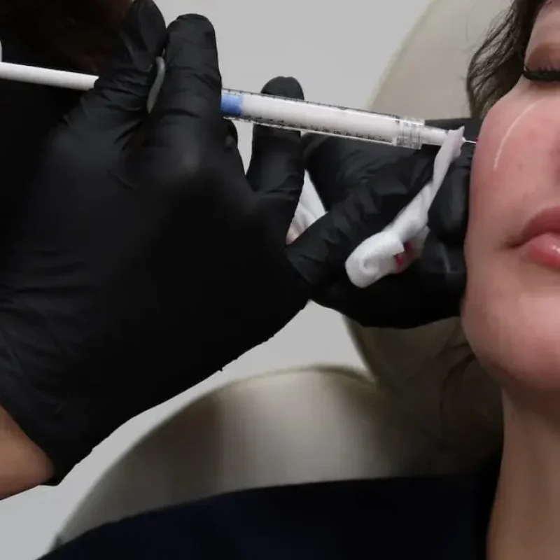 Injectable filler treatment being administered