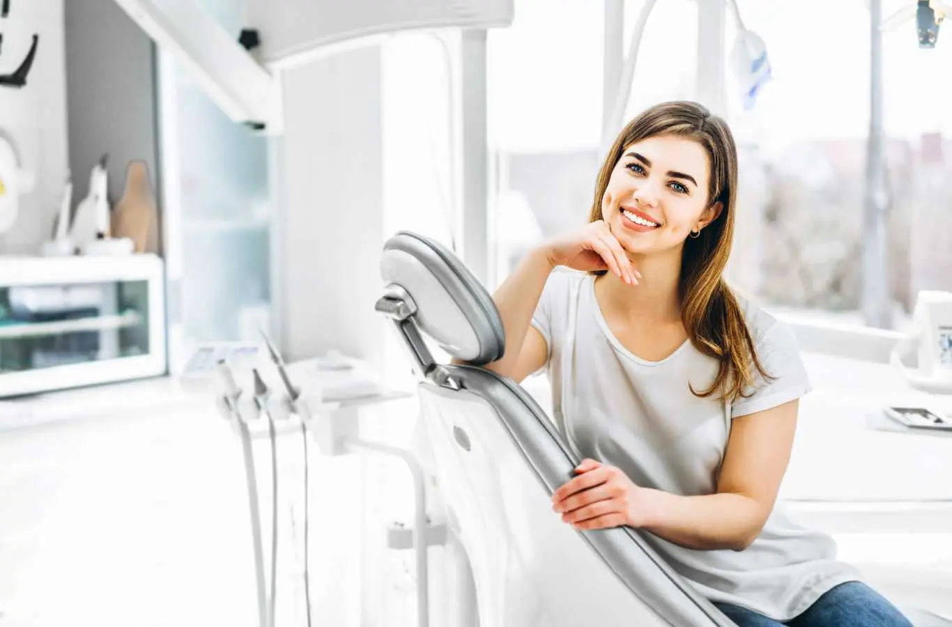 Woman in dental chair at practice