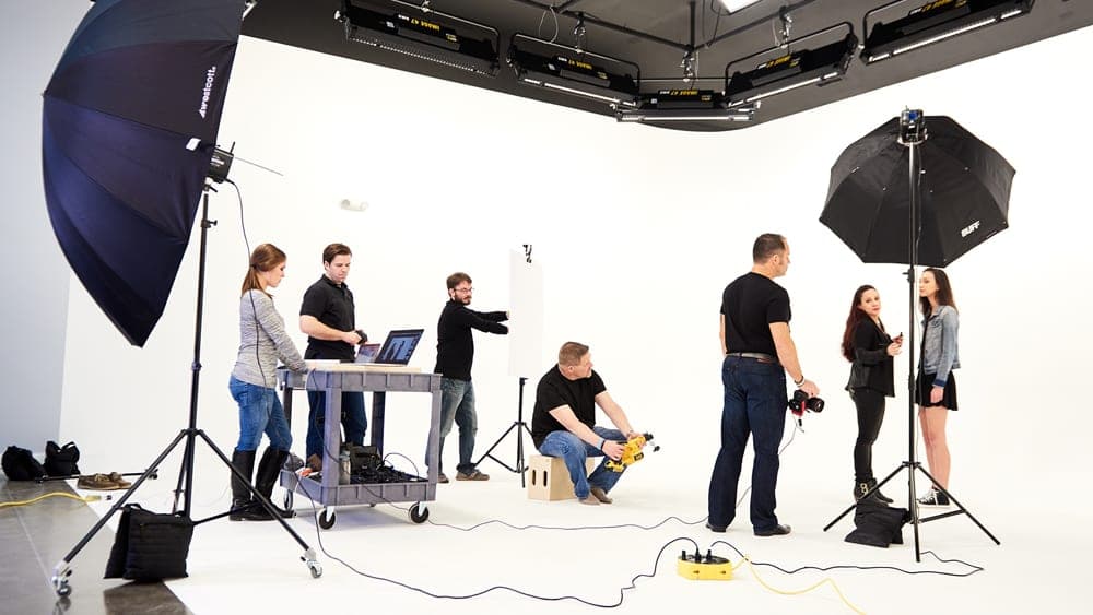 Professional video production shoot setup