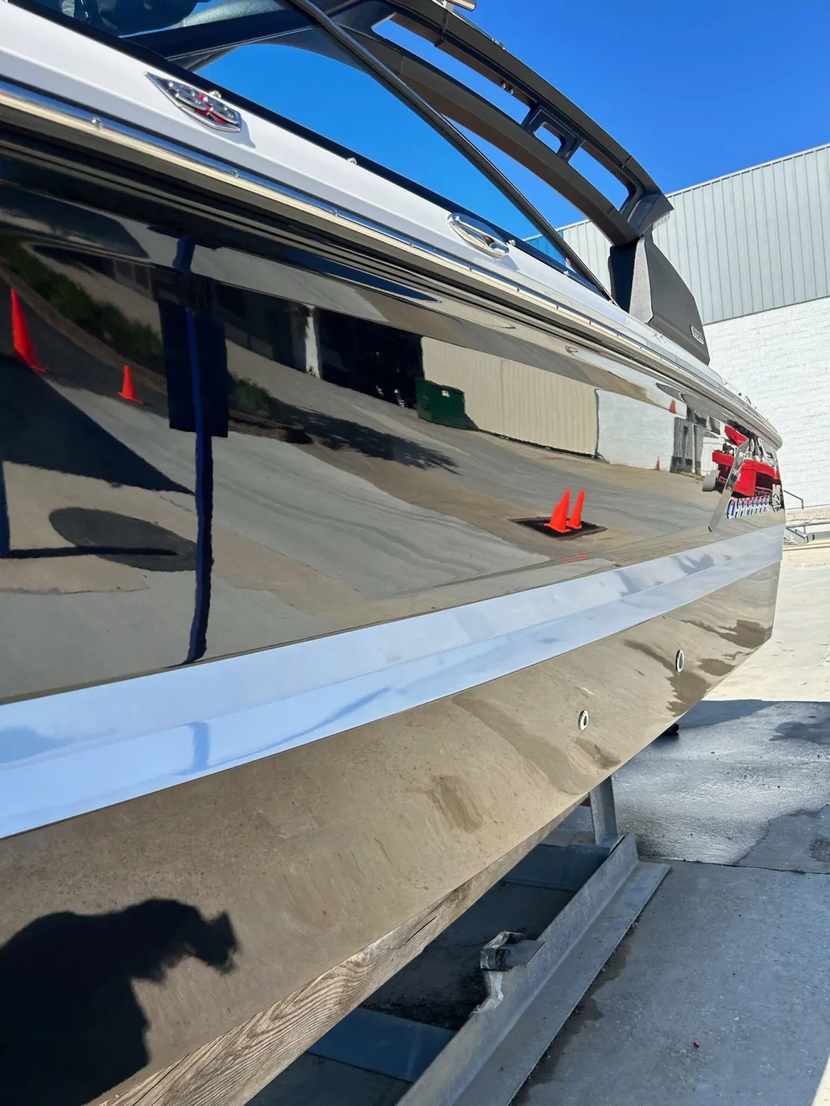 Boat detailing work - polished hull and trim