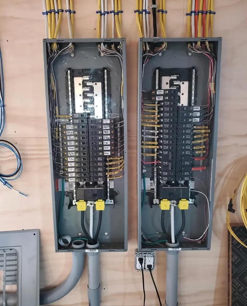 Electrical panel installation work inside