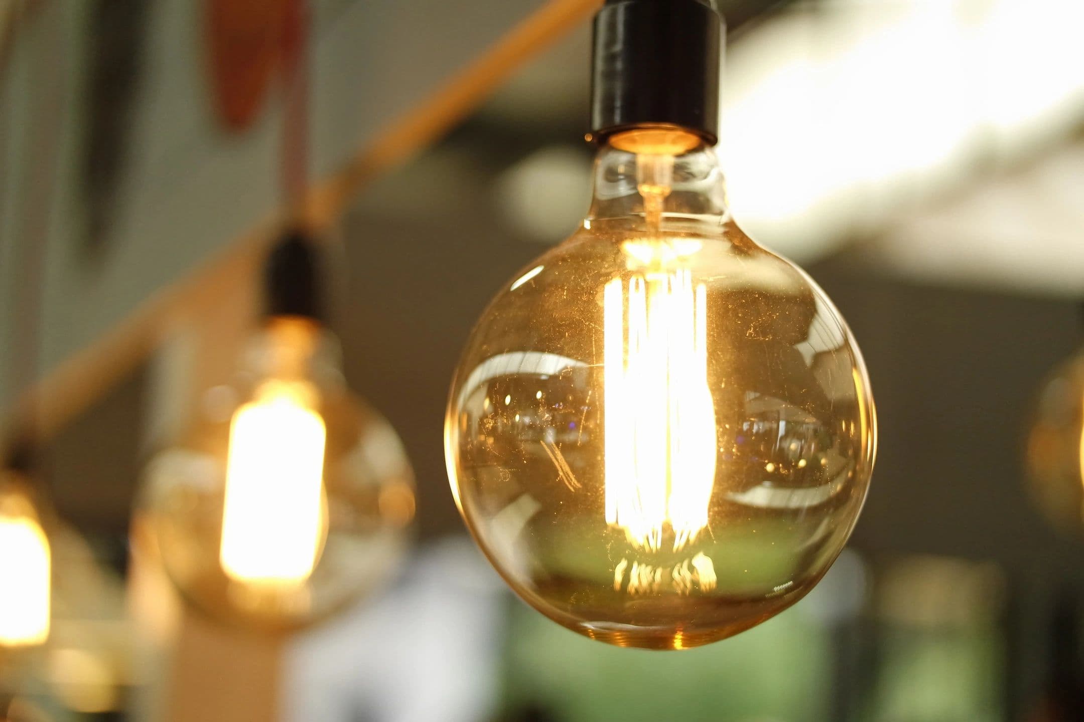 LED filament bulbs showing electrical work products