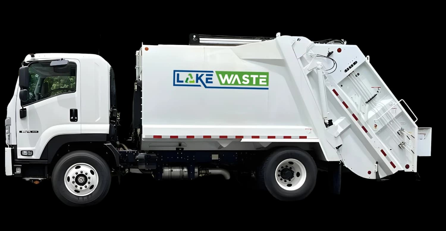 Lake Waste garbage truck with company branding
