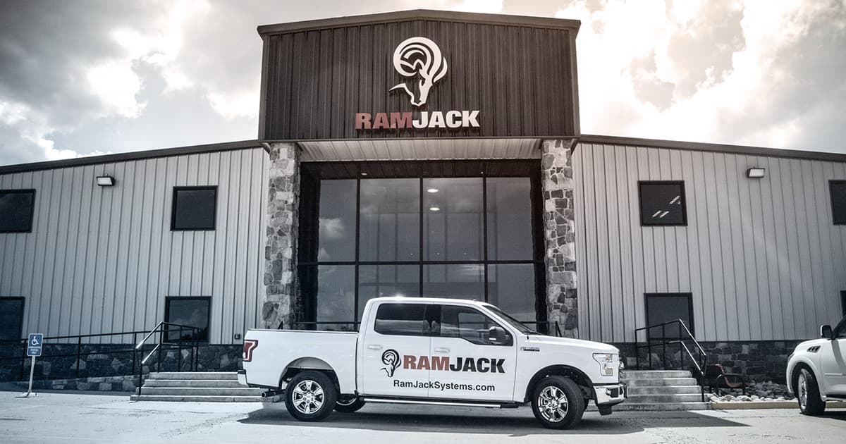 RamJack storefront building with branded truck