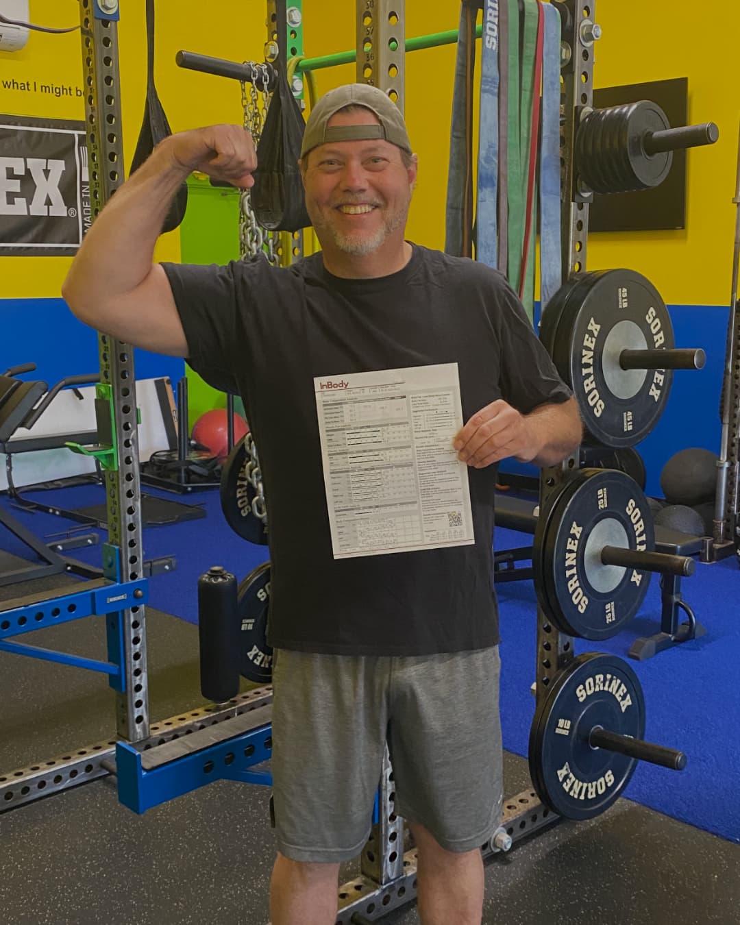 Man holding fitness assessment in gym