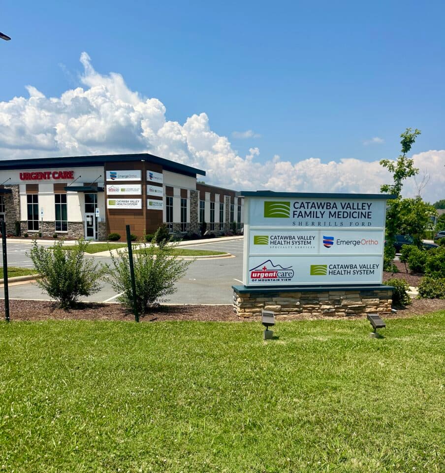 Exterior storefront building with signage