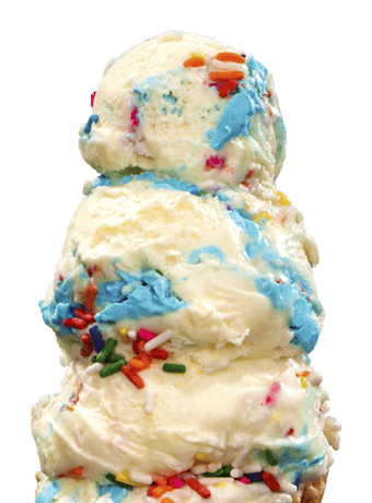Stacked ice cream scoops with sprinkles