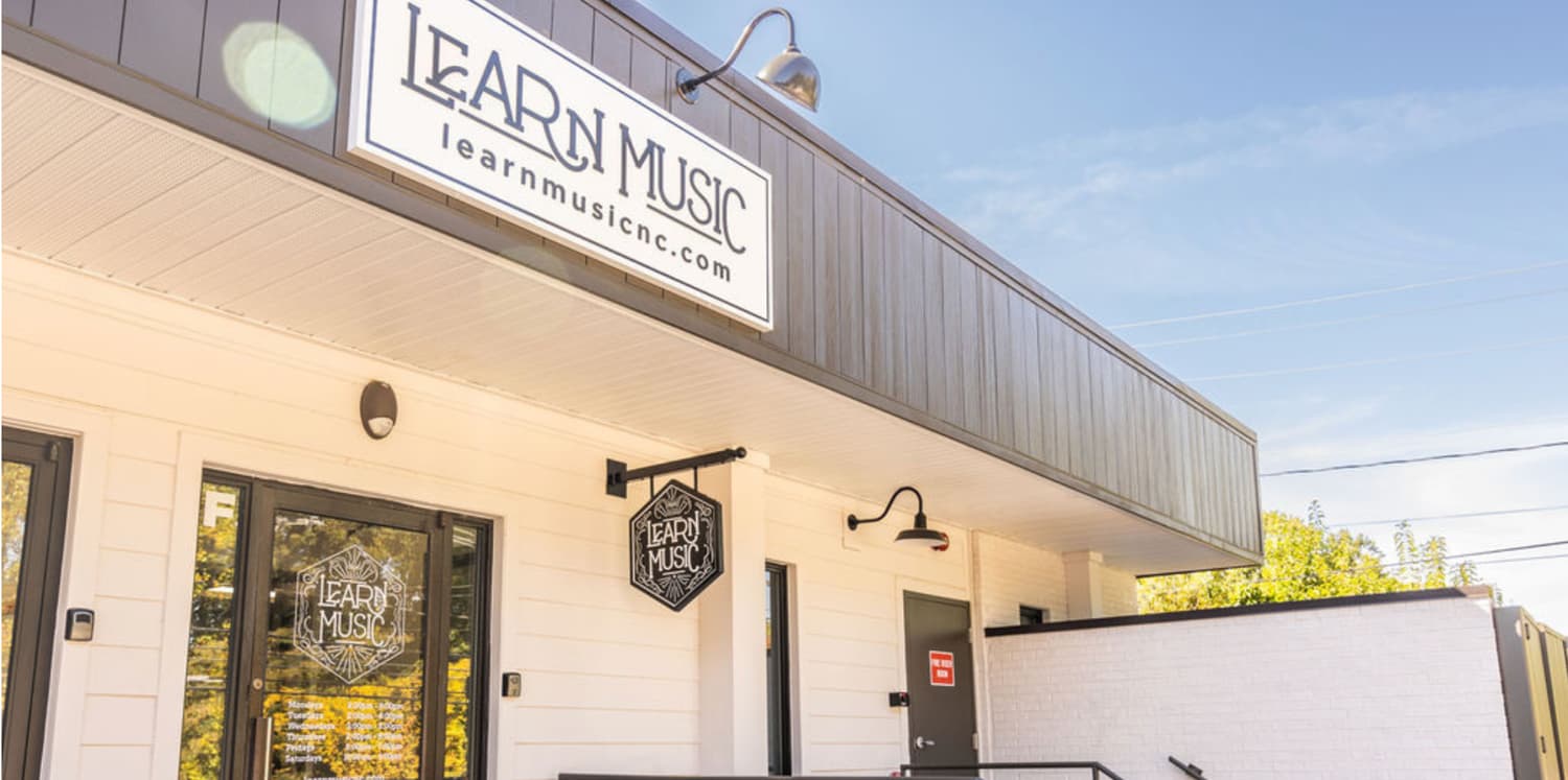 Learn Music storefront and exterior signage