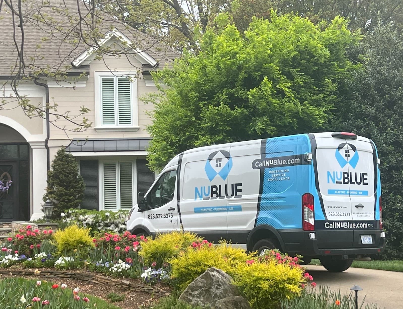 Service van parked at residential home