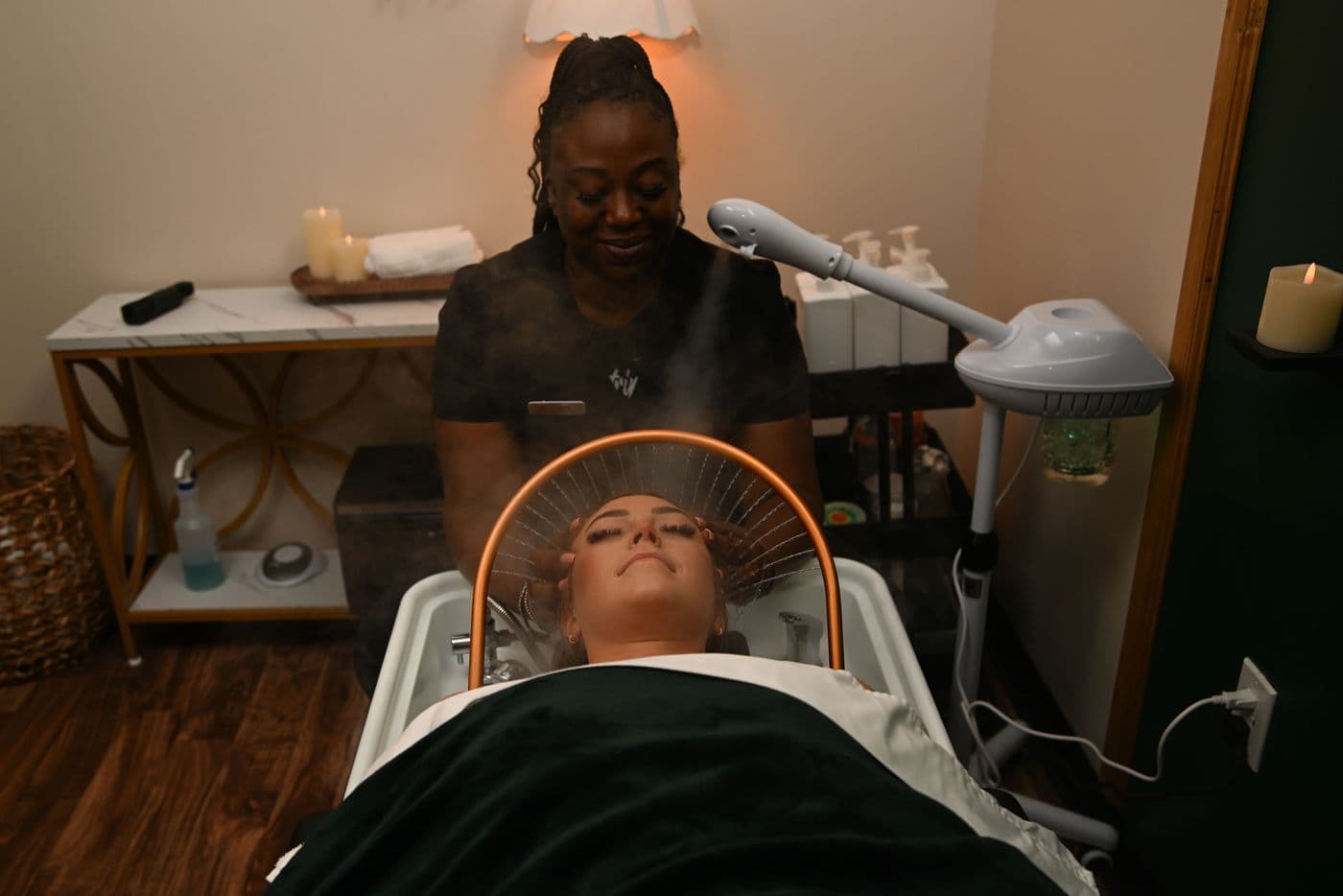 Spa treatment in progress with therapist