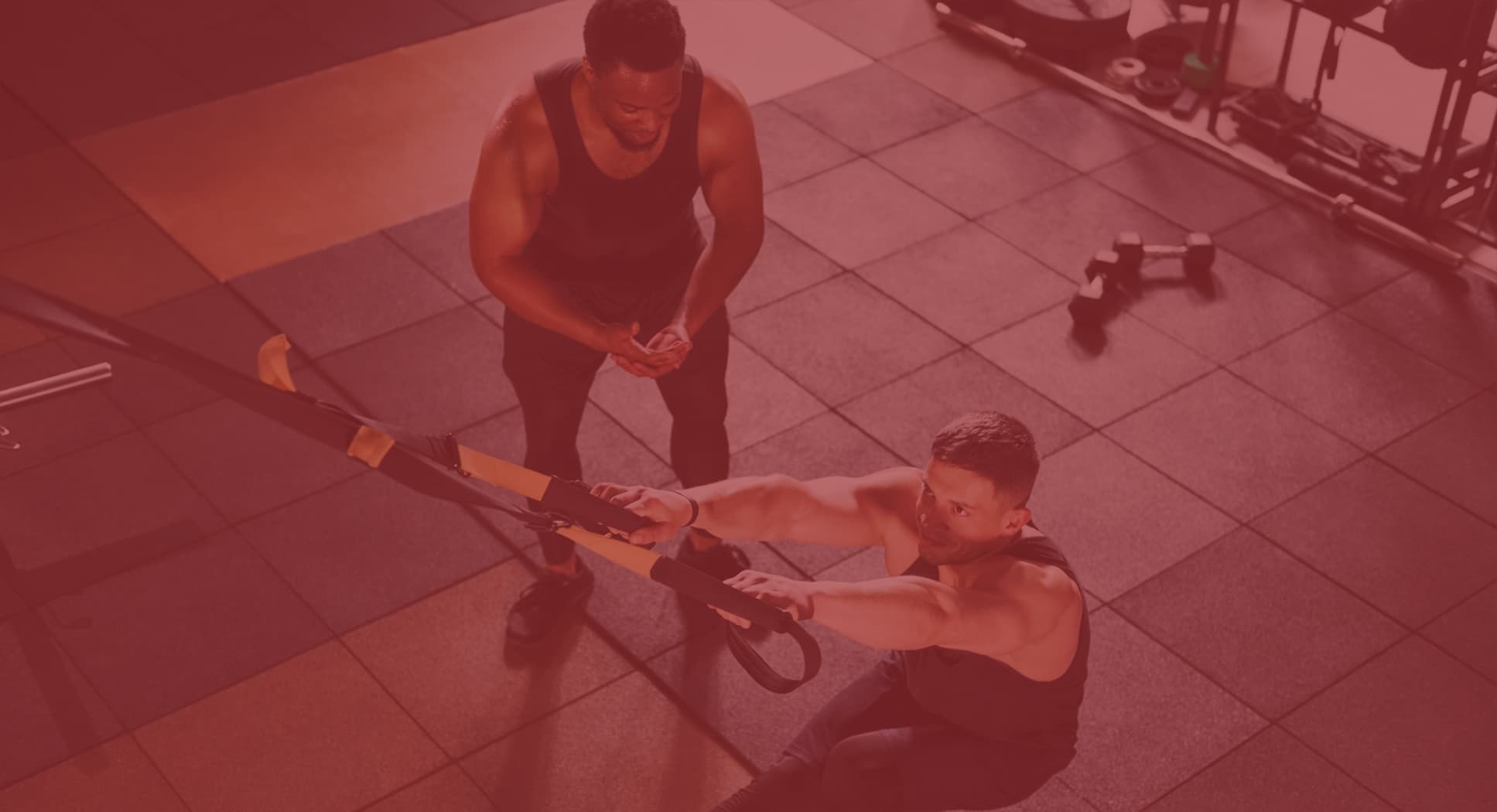 Two people doing resistance band training