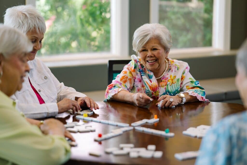 Seniors engaging in recreational activity together